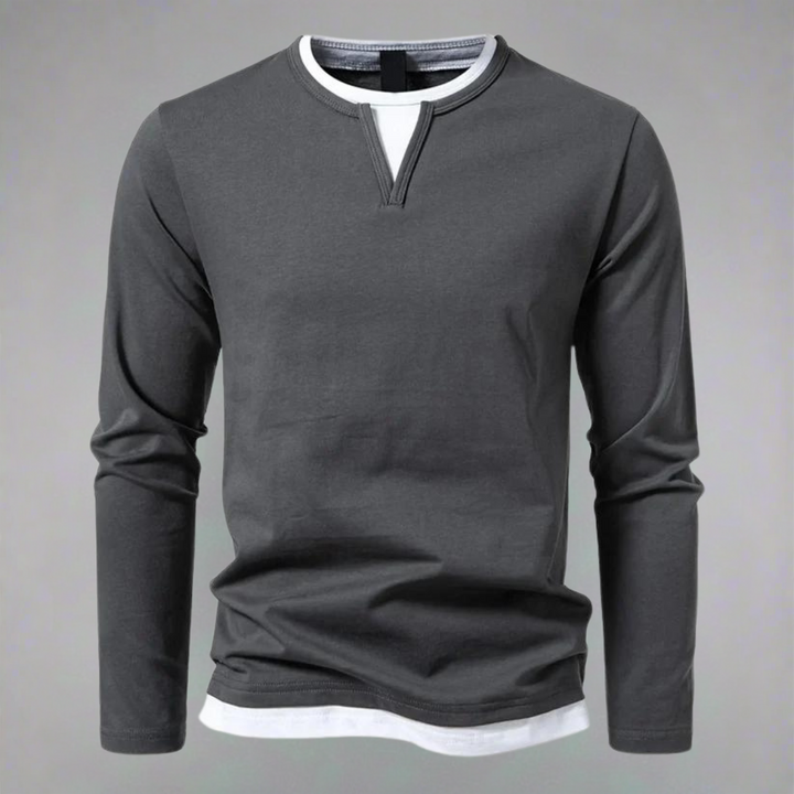 Willis™ - Long Sleeve Shirt with V-Neck, Modern Style