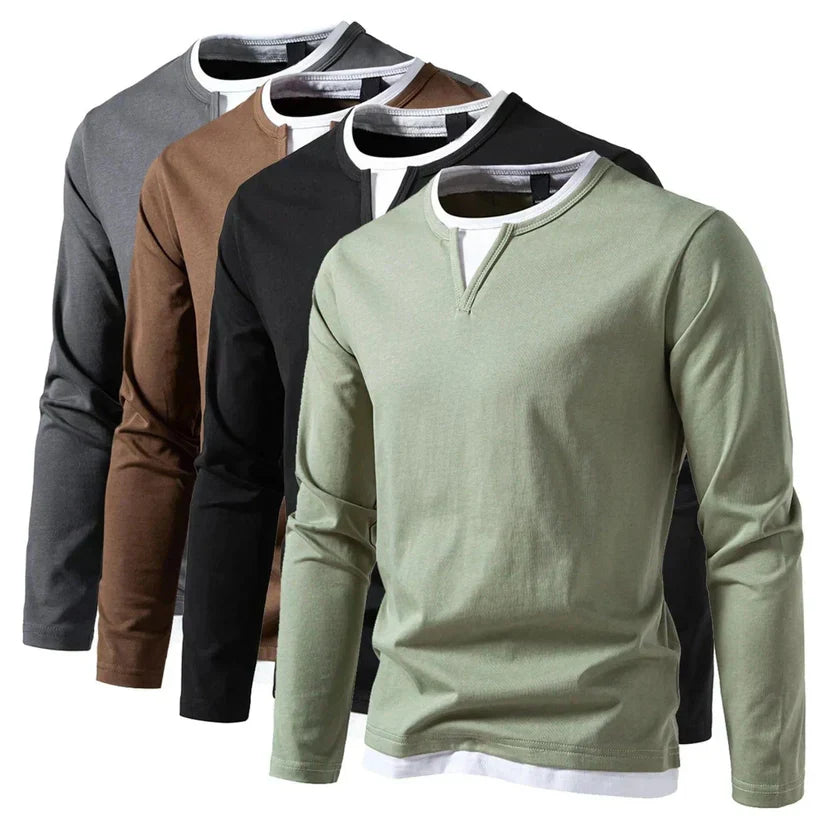 Willis™ - Long Sleeve Shirt with V-Neck, Modern Style