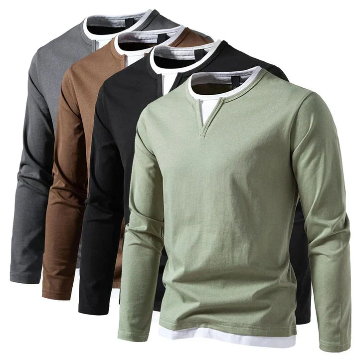 Willis™ - Long Sleeve Shirt with V-Neck, Modern Style