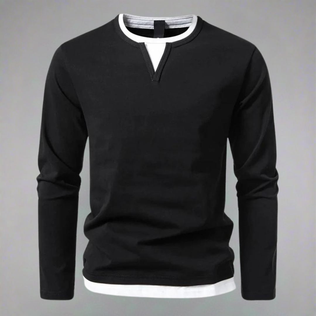 Willis™ - Long Sleeve Shirt with V-Neck, Modern Style