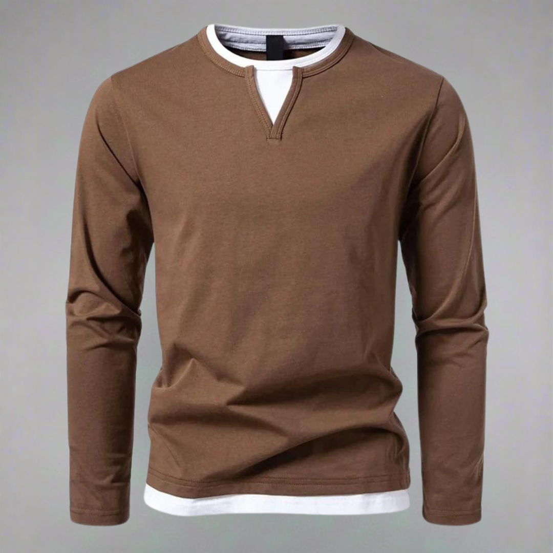 Willis™ - Long Sleeve Shirt with V-Neck, Modern Style