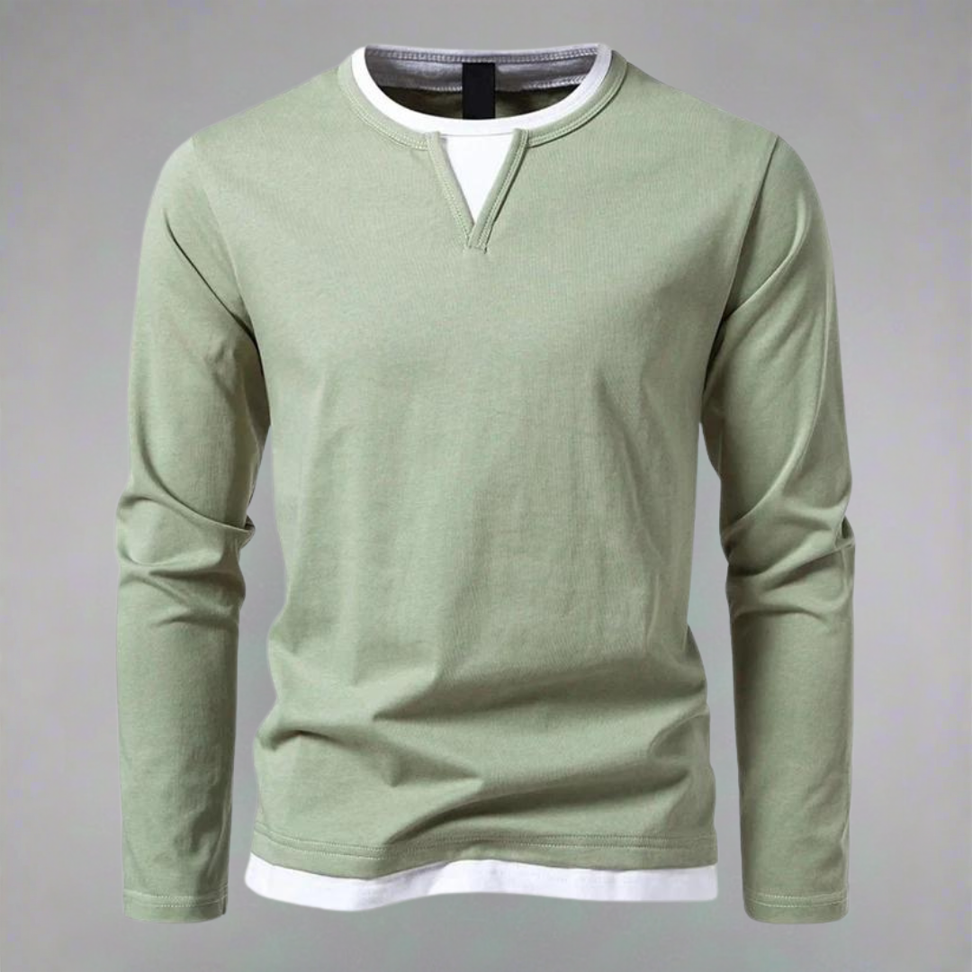 Willis™ - Long Sleeve Shirt with V-Neck, Modern Style
