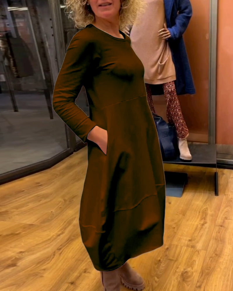 Clara™ Midi Autumn Dress with Pockets