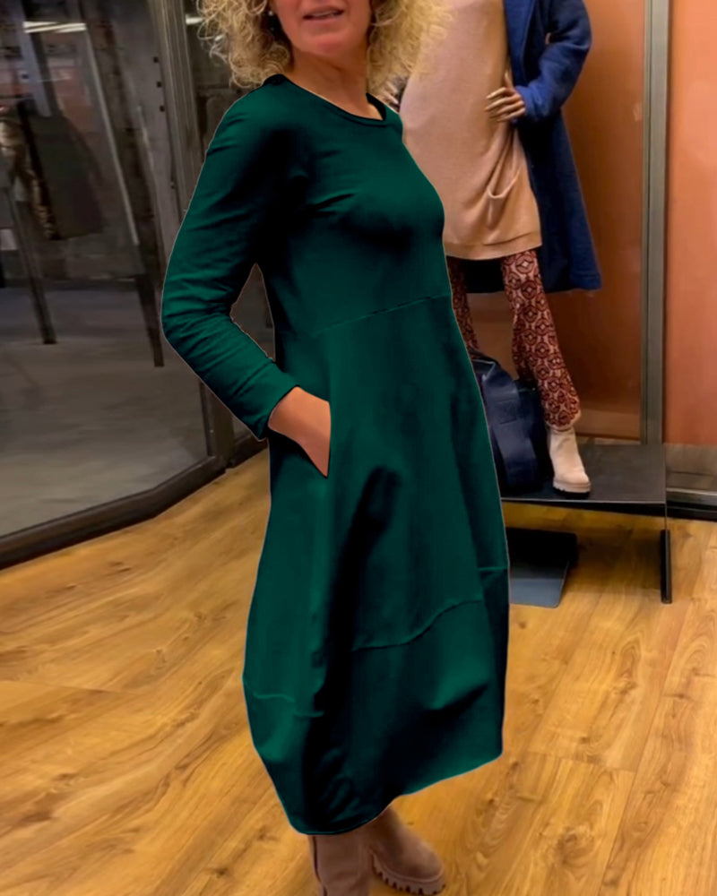Clara™ Midi Autumn Dress with Pockets