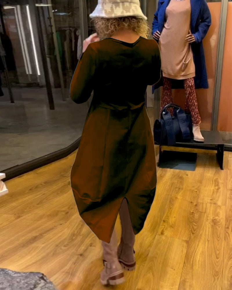 Clara™ Midi Autumn Dress with Pockets