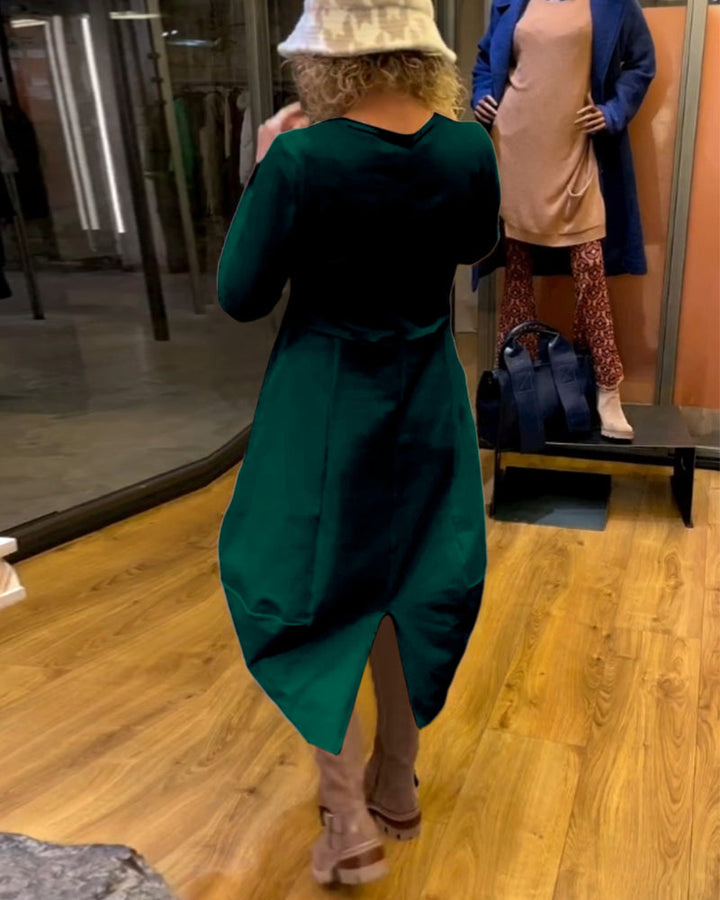 Clara™ Midi Autumn Dress with Pockets